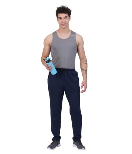 Image of RUGAN Men's Cotton Track Pants Regular Fit | Sports Gym Joggers Lower with Dual Zipper Pockets