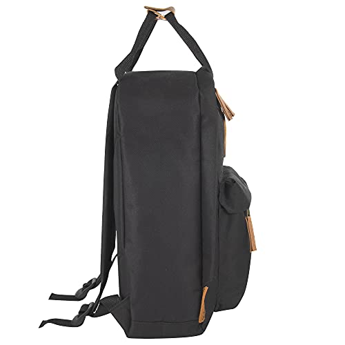 MADISON & DAKOTA Canvas Mini Backpack for Everyday & Day Pack Rucksack in Solid Color Blocks (Black)4