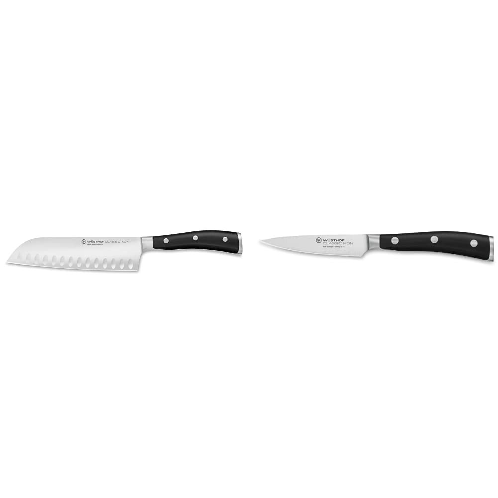 Wüsthof Classic IKON 7" Hollow Edge Santoku Knife &amp; Classic IKON 3.5" Paring Knife