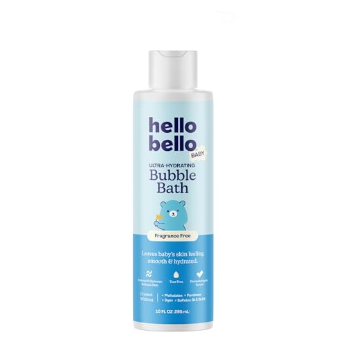 Image of Hello Bello Baby Premium Bubble Bath, Fragrance Free for Sensitive Skin, 10oz Bottle