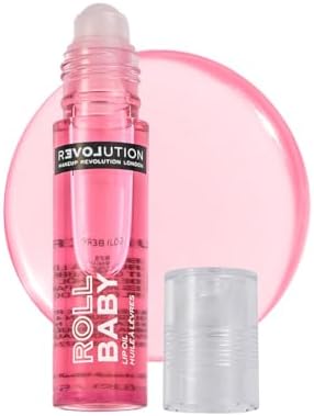 Makeup Revolution Relove Roll Baby Lip Oil- Goji Berry | Deeply Hydrating Lip Oil for Dry, Cracked Lips | Lightweight, Non-Sticky, Glossy Lip Care with Nourishing Goji Extract- 8ml