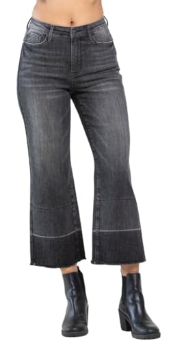 Judy Blue Charcoal Grey High Waist Wide Release Hem Crop