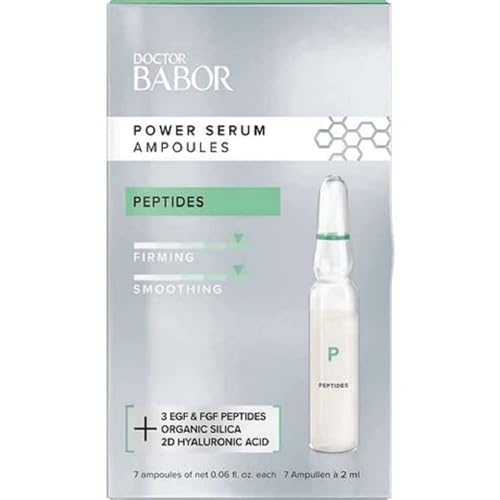 Babor Power Sérum Peptides Ampollas faciales con ácido hialurónico y péptidos para regenerar la piel y hacer que luzca un aspecto liso, con fórmula vegana, en formato de 7 x 2 ml