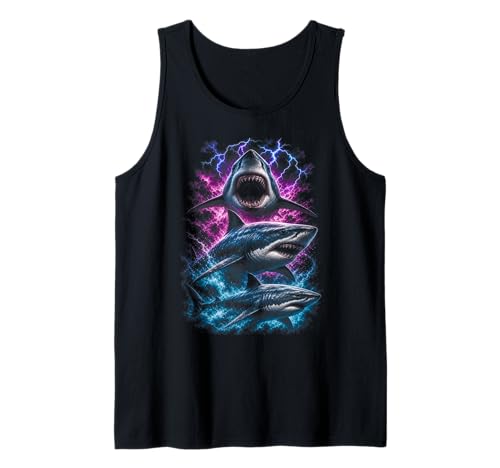 Shark Lightning Ocean Fantasy Wildlife Art Tank Top