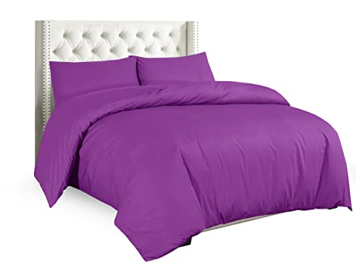 Sapphire Collection Bettwäschegarnitur - Bettbezug mit Kissen, bügelfrei, aus Perkal, für das Schlafzimmer, fuchsia, Super King