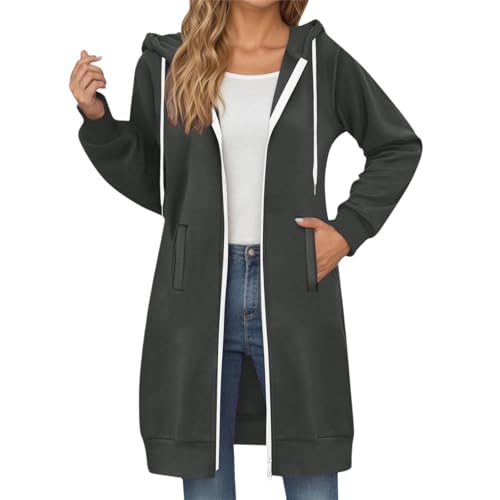 Longue veste de transition pour femme manteau casual en couleur unie douce