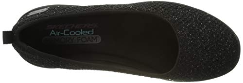 Skechers Women's Arya Sweet Glitz Slip On Trainers, Black Metallic Knit Black Gunmetal Trim, 9 #TOP4
