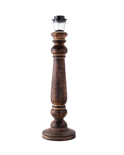 Image of Homesake Wooden Table Lamp, Antique Home Decor with Shade Empire, Table Night Lamps for Bedroom, Home Decoration Bedside Living Room, Corner Table for Living Room Decor Items - Black, Pack of 1