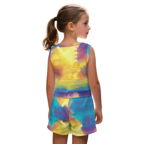 ZFRXIGN Summer Clothes for Teen Girls 5-14 Years Tracksuit Outfit 2 Piece Travel Set Sleeveless Tank Top for Holiday2