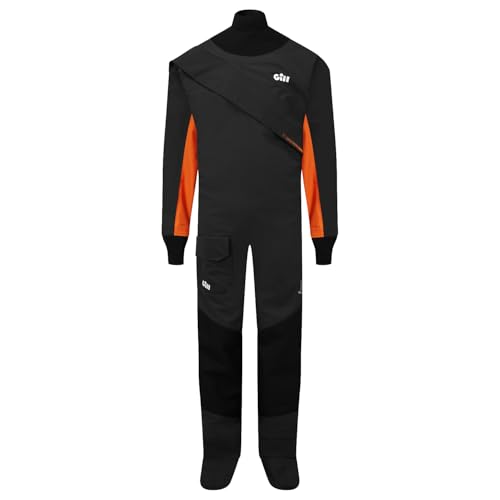 Gill Junior/Kids Pro Drysuit - Fully Waterproof, PFAS Free Water Repellent, Windproof, & Highly Breathable (Black, JS)