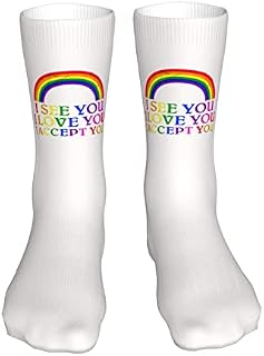 883 Compression Socks Pride Month Lgbtq Gay Pride Ally Crew Socks Soft Calf Socks Breathable Athletic Socks For Jogging Hiking Walking 40cm