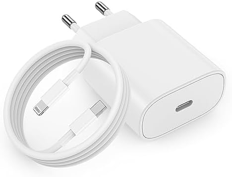 20W Ladegerät für iPhone 14 13 12 11 SE Pro Max/Plus &1M Schnellladekabel | 20W Schnellladegerät& & 1M USB C auf Lightning Ladekabel für iPhone 14/13/12/11/iPad, USBC Charger/Adapt