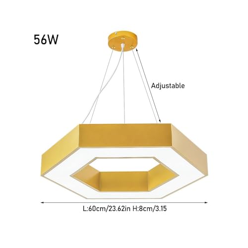 Lámpara colgante LED moderna hexagonal dorada con luz blanca 6000K para techos 8