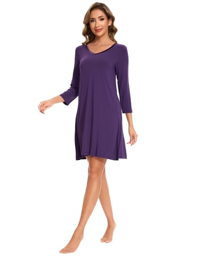 Image of GYS Womens Bamboo Viscose Nightgown Super Soft Lightweight Night Shirts for Sleeping