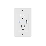 Useelink Smart Wifi 2 Outlet + 1USB wall plug - smart plug, no hub, can be used with Alexa and Google
