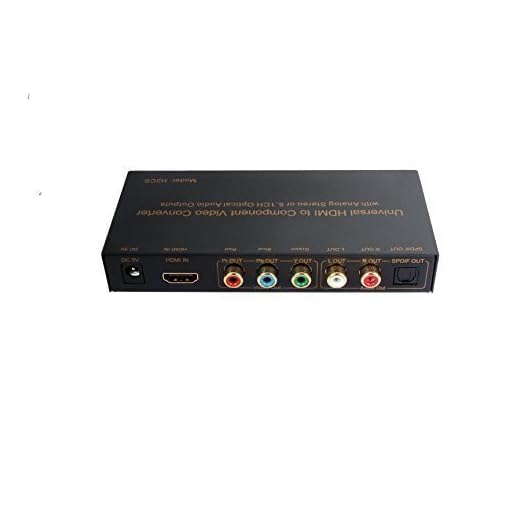 Universal Premium Quality HDMI to Component Video Converter with Stereo RCA L/R and Optical 5.1CH Surround Audio Outputs | Support 480i, 720P, 1080i and 1080P Video, Output PAL or NTSC | Model: H2CS