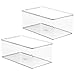 mDesign Stackable Closet Plastic Storage Bin Box with Lid - for Organizing Baby/Child's/Kids Toys, Action Figures, Crayons, Markers, Blocks, Puzzles, Crafts, Dog/Cat Toy Box, 2 Pack - Clear