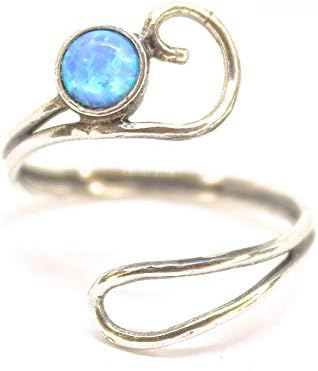 Opal ring for women, Sterling silver 925 Open and Adjustable Ring, Blue Opal ring, Wrap silver Ring, Handmade Opal ring, Boho ring, Everyday silver ring, Ring size 4-9