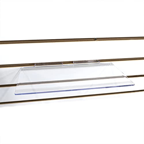 Store Fixtures Direct Large Clear Acrylic Slatwall Shoe Shelf, 6" D X 12" L Flat Plastic Display Shelf Made With .16" Thick Styrene, 2 Pack #TOP1
