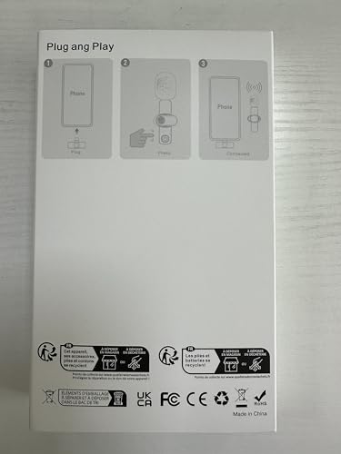 Microfone Lavalier sem fio para iPhone/Android/Laptop/PC, IUMAKEVP 360° Clipe ajustável no microfone
