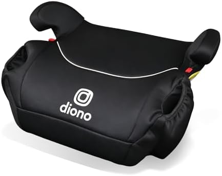 Diono Solana, No Latch, Single Backless Booster Car Seat, Lightweight, Machine Washable Covers, Cup Holders, Black