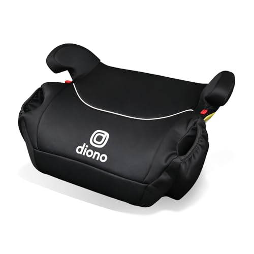 Diono Solana, No Latch, Single Backless Booster Car Seat, Lightweight, Machine Washable Covers, Cup Holders, Black