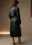 Bellivera Femmes Faux Cuir Classique Ceinture de lapel Enceinte de tranchée longue simple poitrine Veste d'automne brise-vent tendance surdimensionnée avec poches, dos fente et menottes réglables
