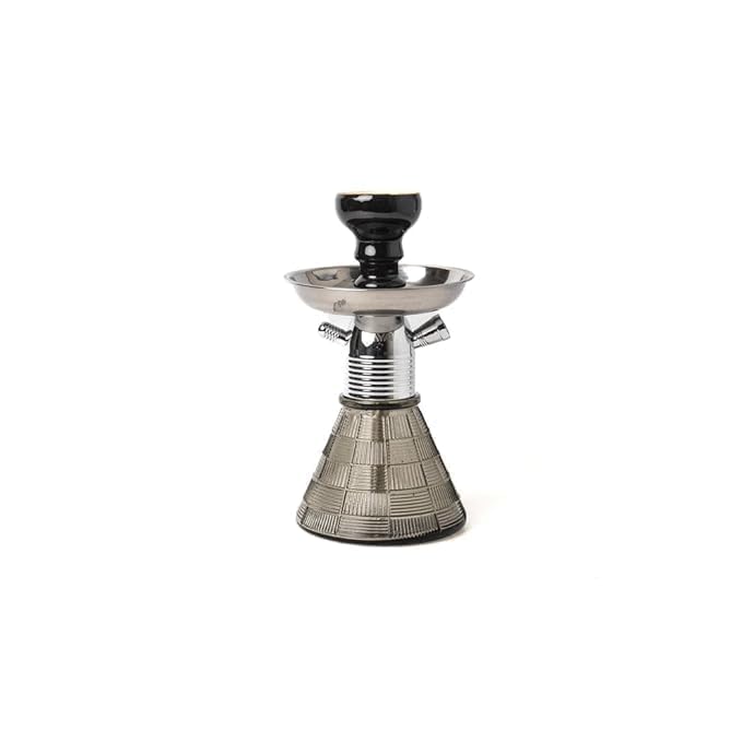Image of AL-Sheesh Petite Glass Hookah | Designer Alumunium 9 inch Inch Glass, Iron Hookah Set For Heavy Smoke | Perfect for Party (Luster Black)