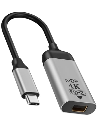 Voltvera USB C auf Mini DP Displayport Adapter 4 K @ 60 Hz Mini Displayport Buchse auf Typ C m&auml;nnlich Kabel Adapter Konverter Audio Video kurz f&uuml;r iPhone MacBook Tablet Telefon Bildschirm Projektor