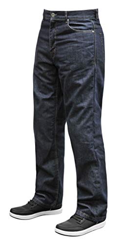 Bilt Iron Workers Mercury Protective CE Armor Aramid Fiber Relaxed Fit Denim Street Bike Motorcycle Riding Jeans - Dark Blue 30