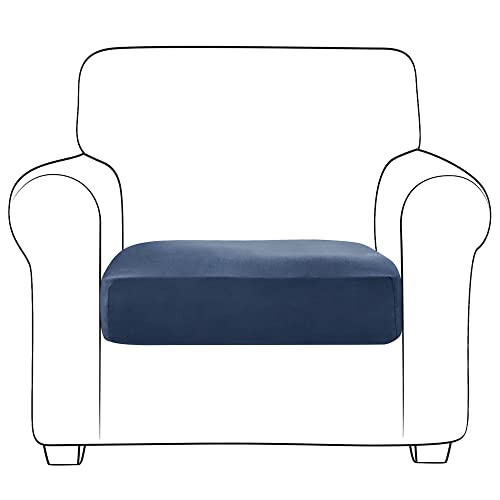 Housse de coussin en velours bleu marine extensible pour fauteuil