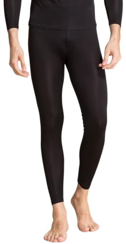 Mens Silk Base Layer Bottom Pants Mulberry Silk Lightweight Thermal Underwear Long Johns (US Alpha X-Large Regular Regular Black)