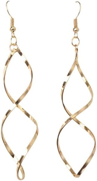 MALOYANVE Spiral Curved Earrings for Women Gold Silver Plated Lightweight Statement Wave Twisted Close Loop Dangle Earrings Party Birthday Jewelry Gifts
