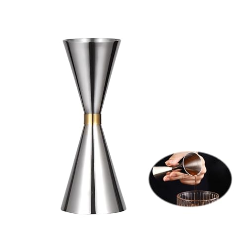 304 Stainless Steel Two-Ended Cocktail Jigger Dual Spirit Measure Cup with Measurement Markings,30ml/60ml