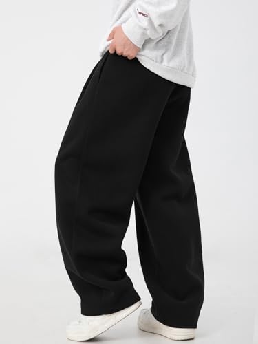 Image of Mens Baggy Sweatpants Wide Leg Casual Elastic Waist Drawstring Athletic Loose Jogger Fall Sweat Pants with Pockets