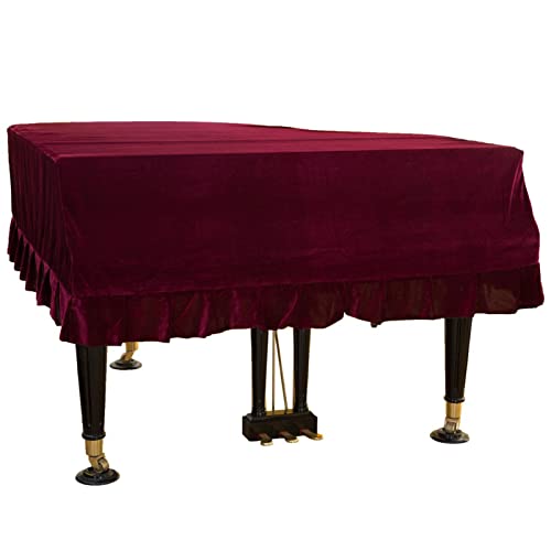 Housse Pour Piano à Queue Velours Reprise De Piano Housse De Piano Triangle Décorée Housse De Protection (150-160cm(59-62in),Red wine)