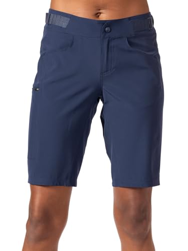 Terry Short de ciclismo 2 em 1 feminino para caminhada, cintura ajustável e forro acolchoado para bi