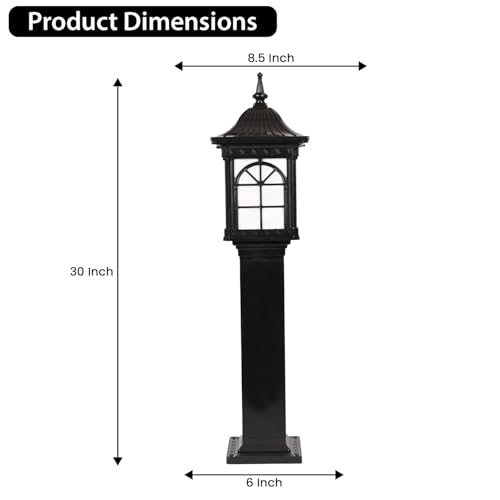 Image of GIGAWATTS 1266 30 Outdoor Garden Light - 101% Rust & Waterproof Die-Casting Aluminium Exterior Lamp for Garden, Boundary Street & Home Entrances (B22 Holder, Bulb Not Included, Black)