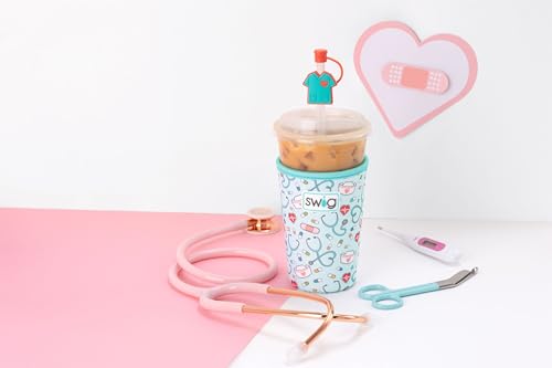 Swig Life Medium Iced Cup Coolie, Standard 22oz Iced Coffee Cup Insulator Sleeve with Handle, Neoprene Insulated Coolie Keeps Drinks Cold (Scrub Life) - Thumbnail 6
