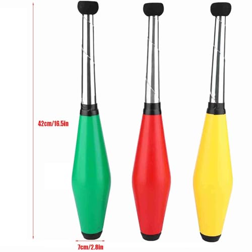 3PCS 16.5 Inch Juggling Clubs, Green, Yellow, and Red Juggling Pins Training Acrobatic Stick Toy Juggling Sticks for Skill-Building & Coordination, Suitable for Circus Performances & Family Activity