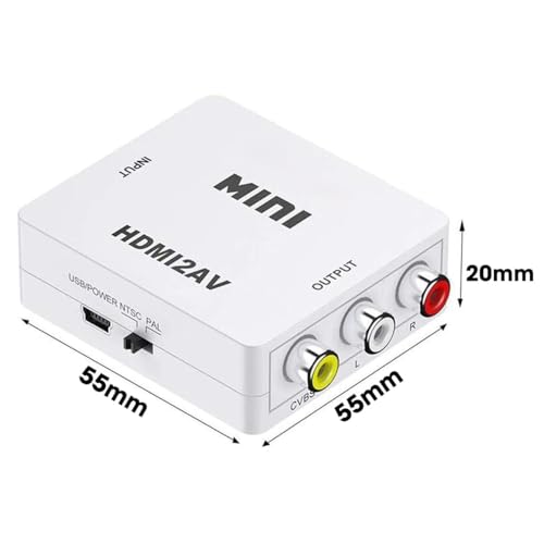 Image of NEXSA HDMI to RCA Converter 1080p Digital to AV Composite Video Adapter | Converts digital HDMI video to analog CVBS RCA composite outputs. Supports standard PAL and NTSC display formats.