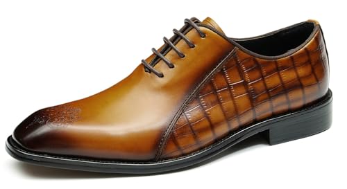 Santimon Oxfords Shoes for Men Formal Dress Derby Genunie Leather Plain Toe Brogues Modern Suit Shoes Men's Fashion Lightweight Prom Wedding Tuxedo Business Causal Comfortable Shoes