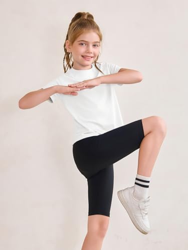 Image of Haloumoning Girls Athletic Shirts Short Sleeve Quick Dry T-Shirt Kids Summer Tee Tops 5-14Y