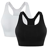 Leversic Brassiere Sport Femme Soutien-Gorge de Sport Femme à Bretelles Larges Réglables a Racerback Maintien Moyen à Élevé Running, Fitness, Yoga Noir+Blanc L