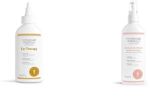 Veterinary Formula Tratamiento clínico para el oído, 4 onzas y cuidado clínico Hot Spot & Itch Relief Medicated Spray