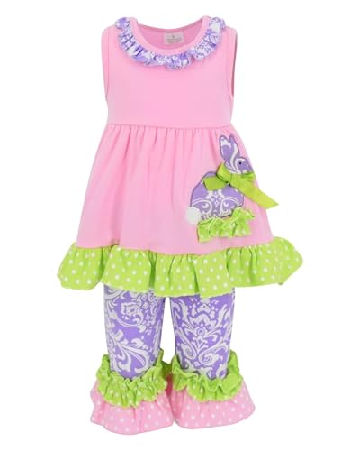 Unique Baby Girls Damask Easter Bunny Easter Outfit (4T/M, Pink)
