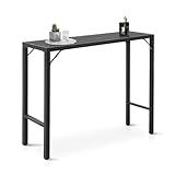 Raysfung Outdoor Bar Table, 47” Patio Bar Height Table, Bar Counter Pub Dining Table with Waterproof Top for Balcony，Garden, Yard, Poolside (Black)