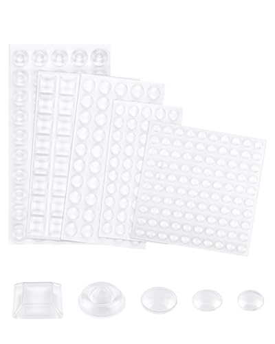 290 Piezas Lagrimas Silicona Adhesivas, Almohadillas Antideslizantes Transparentes, Topes para Puertas para Puertas, Muebles y Cajones – 5 Formas
