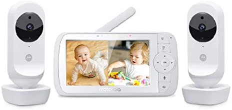 Motorola Nursery VM35-2 / Ease 35 Twin Baby Monitor with 2 Cameras 5.0 Inch Video Baby Monitor Display Split Screen Display Night Vision TwoWay Communication Lullabies Zoom Room Temperature