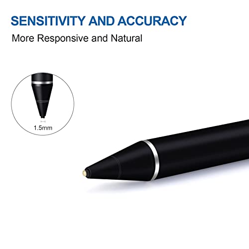 Active Stylus Pens for Touch Screens, Active Pencil Smart Digital Pens Fine Point Stylist Pen Compatible with iPhone iPad,Android Smart Phone&Tablet Writing Drawing by maylofi, Deep Black